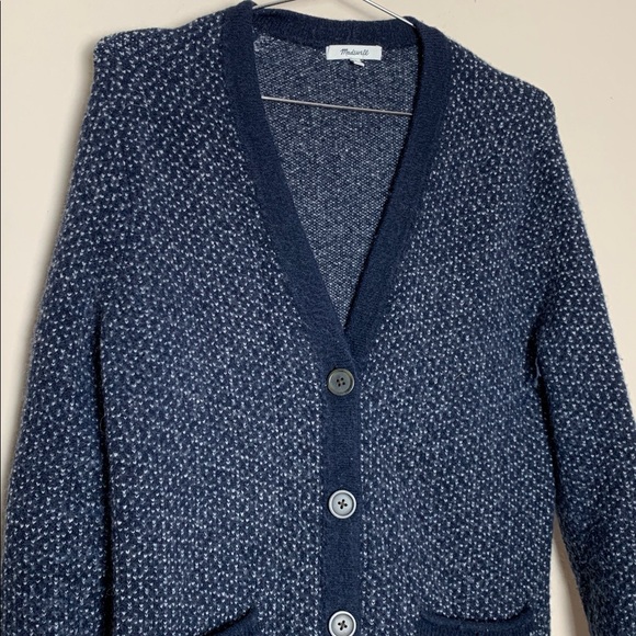 Madewell Bird's Eye Maysfield Cardigan Sweater in Coziest Yarn Size Small - Picture 4 of 8